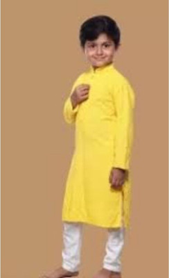 vd feb Boys Festive & Party Kurta and Pyjama Set(Yellow Pack of 1)
