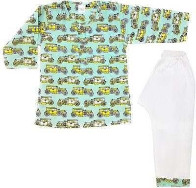 Tangy Boys & Girls Casual Kurta and Pyjama Set(Green Pack of 1)
