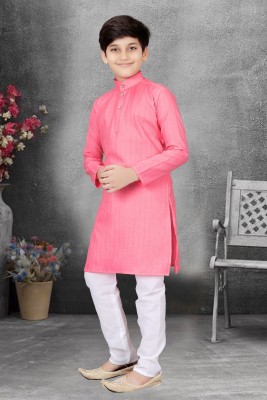 Aamond Boys Solid Straight Kurta(Pink)