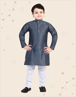 Kidotsav Boys Festive & Party Kurta and Pyjama Set(Grey Pack of 1)
