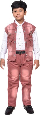 BABUSHONA Boys Casual Shirt, Waistcoat and Pant Set(Multicolor Pack of 1)