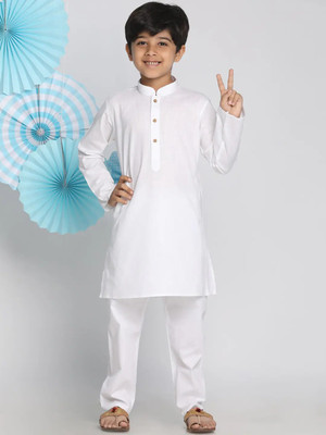 KSH Trendz Boys Festive & Party Kurta and Pyjama Set(White Pack of 1)