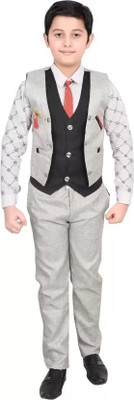 Adinath Collection Boys Festive & Party, Wedding, Wedding Shirt, Waistcoat and Pant Set(Multicolor Pack of 1)