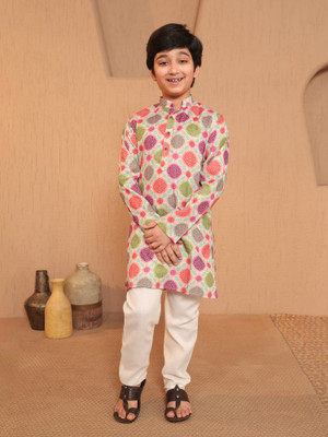 AJ Dezines Boys Festive & Party Kurta and Pyjama Set(Multicolor Pack of 1)