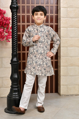 BT DEZINES Boys Festive & Party Kurta and Pyjama Set(Dark Blue Pack of 1)