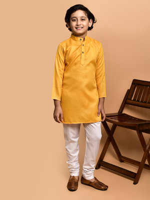 PRINTCULTR Boys Festive & Party Kurta and Pyjama Set(Yellow Pack of 2)