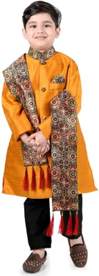 Smuktar garments Boys Casual, Festive & Party, Wedding Kurta, Pyjama & Dupatta Set(Gold Pack of 1)