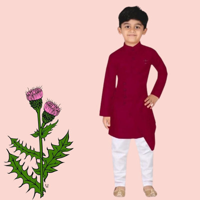 VDC FASHION TREND Baby Boys Festive & Party Kurta and Pyjama Set(Maroon Pack of 1)