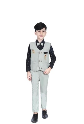 Anishka Fashion hub Boys Festive & Party Shirt, Waistcoat and Pant Set(Multicolor Pack of 1)