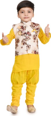 LAL COLLECTION Boys Festive & Party Kurta and Patiala Set(Yellow Pack of 1)