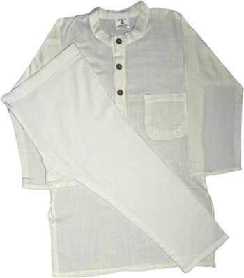 JAIPUR RAJWADA Boys Casual Kurta and Pyjama Set(White Pack of 1)