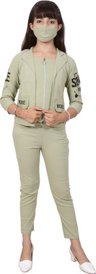 PERFECTPIVOT Girls Casual Blazer and Pant Set(Light Green Pack of 1)