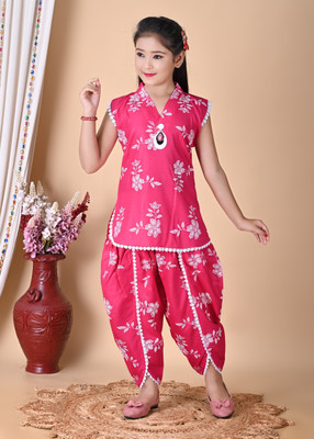 DRESSESDREAM Girls Casual Kurta and Pyjama Set(Pink Pack of 1)