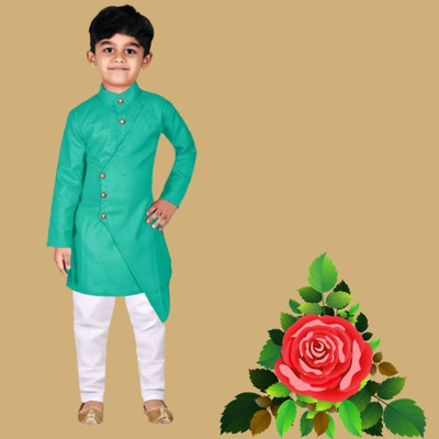 VCD FASHION HUB Baby Boys Festive & Party Kurta and Pyjama Set(Green Pack of 1)