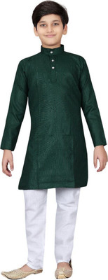 SHREEJI ENTERPRISE Boys Wedding Kurta and Pyjama Set(Green Pack of 1)