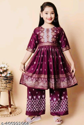 ITCollection Girls Festive & Party Kurta and Patiala Set(Green Pack of 1)