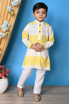 SelfiCollection Boys Festive & Party Kurta and Pyjama Set(Multicolor Pack of 1)