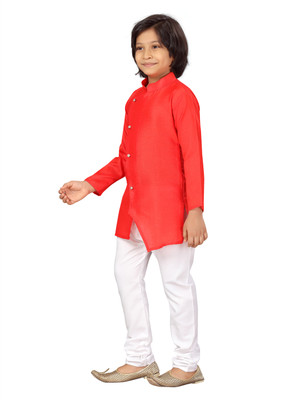 Sangria Baby Boys Festive & Party Kurta and Pyjama Set(Red Pack of 1)