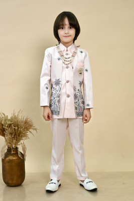 BT DEZINES Boys Wedding Sherwani and Churidar Set(Pink Pack of 1)