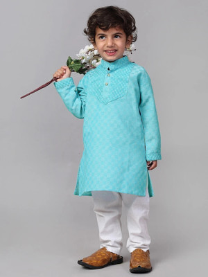 CENSAL Boys Festive & Party Kurta and Pyjama Set(Blue Pack of 1)