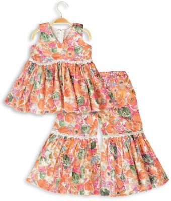 Anneca Girls Festive & Party, Wedding Angarkha and Sharara Set(Multicolor Pack of 1)