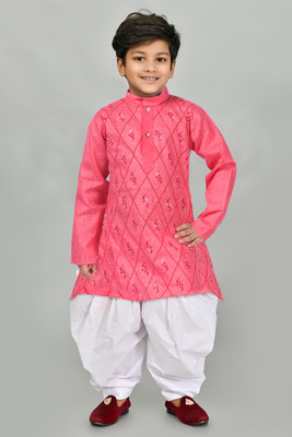 NFC CREATION Boys Festive & Party Kurta and Patiala Set(Orange Pack of 1)