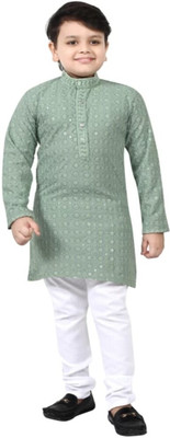 Nazrana Boys Festive & Party Kurta and Churidar Set(Light Green Pack of 1)