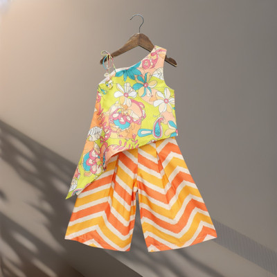 RUBEE FEB Girls Festive & Party, Wedding Kurta and Palazzo Set(Multicolor Pack of 1)