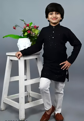 mohini collection Boys Festive & Party Kurta and Pyjama Set(Black Pack of 2)