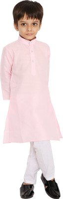 MAHARAJA Boys Festive & Party Kurta and Pyjama Set(Pink Pack of 1)