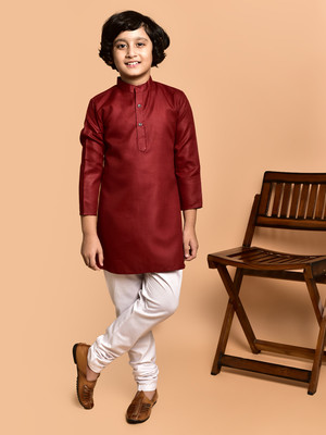 PRINTCULTR Boys Festive & Party Kurta and Pyjama Set(Red Pack of 2)