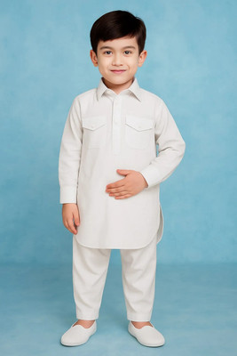 Eliq Boys Casual Kurta and Pyjama Set(White Pack of 1)