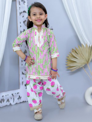 Junitos Girls Festive & Party Kurta and Patiala Set(Pink Pack of 1)