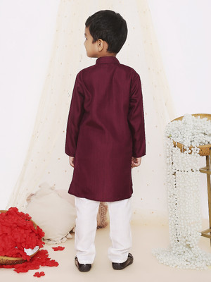 KID1 Boys Festive & Party Kurta and Pyjama Set(Maroon Pack of 1)