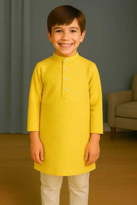 DIGISTYLE Boys Festive & Party Kurta and Pyjama Set(Yellow Pack of 1)