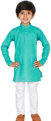 VDC CREATIONS Baby Boys Festive & Party Kurta and Pyjama Set(Green Pack of 1)