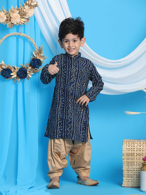 VASTRAMAY Boys Festive & Party Kurta and Pyjama Set(Blue Pack of 1)