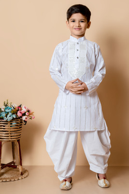 HUMAN CHOICE Boys Festive & Party, Wedding Kurta and Patiala Set(White Pack of 1)