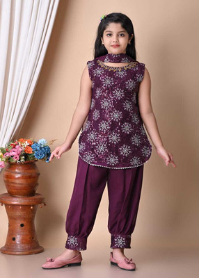 PRINCESSA COLLECTION Girls Festive & Party Kurta and Patiala Set(Purple Pack of 1)