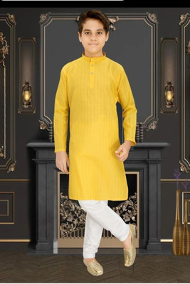 bitteR Boys Festive & Party, Wedding Kurta and Pyjama Set(Black Pack of 1)