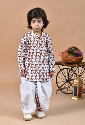 MoMaa Baby Boys Festive & Party Dhoti & Kurta Set(Multicolor Pack of 1)