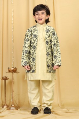 AJ Dezines Boys Festive & Party, Wedding Kurta, Waistcoat and Pyjama Set(Yellow Pack of 1)