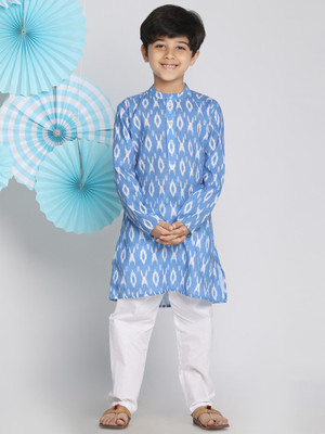 VASTRAMAY Boys Festive & Party Kurta and Pyjama Set(Blue Pack of 1)
