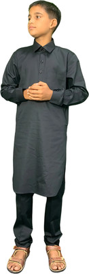 gargian master cut Boys Casual Kurta and Pyjama Set(Black Pack of 1)