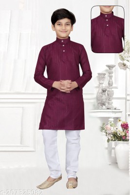 New Ekta Dresses Boys Casual Kurta and Pyjama Set(Purple Pack of 1)