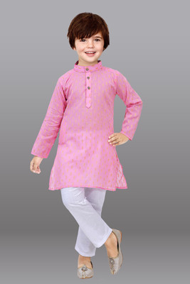 ZARTAJ Boys Festive & Party Kurta and Pyjama Set(Pink Pack of 1)