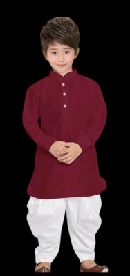 bitteR Boys Festive & Party Kurta and Dhoti Pant Set(Maroon Pack of 1)