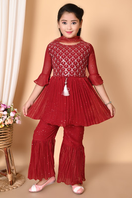 chand dresses and grown Girls Festive & Party Kurta and Patiala Set(Red Pack of 1)