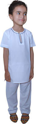 boola fashion Boys Casual Kurta and Pyjama Set(White Pack of 1)
