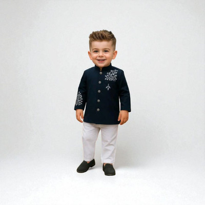 DMTZ Boys Festive & Party Waistcoat and Pyjama Set(Blue Pack of 1)